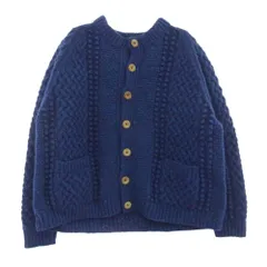 美品⭐️インバーアラン ケーブルニット カーディガン 4A 茶タグ 紺 S位 希少美品✨️インバーアラン 4A ケーブルニット カーディガン 茶