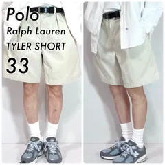 【お得なクーポン配布中】90s Polo by Ralph Lauren ポロラルフローレン W33 TYLERSHORT タイラーショート  刺繍ロゴピスネーム コットンツイル ツータックチノ ショートパンツ ショーツ ハーフパンツ p25033146