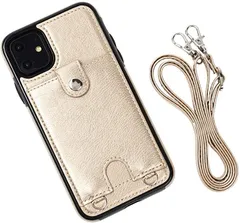 MocliL iPhone 12 / Pro スマホショルダー ストラップ ケース 斜めがけ 首掛け 肩掛け カード収納 レディース メンズ iP12/12P ML0028( ゴールド,  iPhone 12 / 12 Pro)のサムネイル