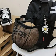 バックパック 大容量 ネットポケット ボール バスケットボール サッカーボール フットボール ブラック グリーン イエロー