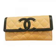 CHANEL キャビアスキンCCフィリグリーパープル長財布 シャネル CCフィリグリー キャビアスキン 財布 ベージュ