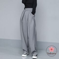 ワイドパンツ レディース スラックス ゆったり 体型カバー タックワイドパンツ タック イージーパンツ ワイド ボトムス ロングパンツ 春 秋