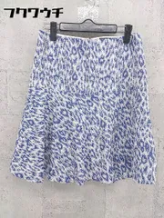 ◇ UNTITLED アンタイトル 総柄 膝丈 フレア スカート サイズ2 ホワイト ネイビー レディース 【中古】 【1002801535605】