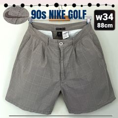 90s NIKE GOLF/ナイキゴルフ★クラシックスタイル★2タックゴルフショートパンツ/ショーツ★グレンチェック★スウッシュロゴ刺繍★w34(88cm)  #2505M051