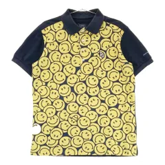 サイズ：5 PEARLY GATES パーリーゲイツ  半袖ポロシャツ ニコちゃん柄 ネイビー系 [240101519719] ゴルフウェア メンズ ストスト