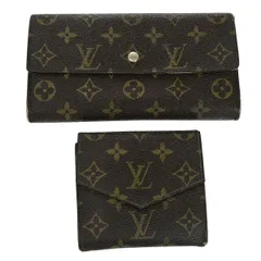 LOUIS VUITTON ルイ・ヴィトン LV ロゴ 2セット 二つ折り 財布 モノグラム レザー ブラウン 01ED973