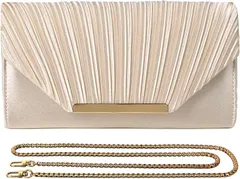 TIGLOSS ティグロス パーティーバッグ 大きめ 結婚式 お呼ばれ 日本製 上品 フォーマル カバン 3way クラッチバッグ セレモニー(シャンパンゴールド,  横25.5ｃｍx高さ15.5ｃｍx幅5.5ｃ)