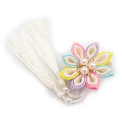 髪飾り カラフル 白 つまみ細工 パールビーズ 成人式 卒業式 子供 キッズ 女の子 ヘアピン クリップ 入園式 卒園式 初節句 ひな祭り 花 和風 浴衣 袴 着物 七五三 ヘアアクセサリー 髪留め 日本製 W15 320-221 u943　Si