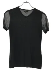 GIORGIO ARMANI ジョルジオアルマーニ スリーブ切替 VネックニットTシャツ ブラック 40のサムネイル