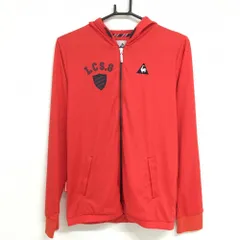 ★SALE価格★【超美品】ルコックゴルフ ジップパーカー レッド系×ネイビー 胸元ロゴ 薄手  レディース LL ゴルフウェア le coq sportif