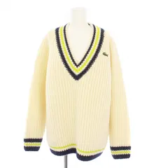 ラコステ LACOSTE 24AW ヘビーウェイトチルデンニット セーター 長袖 Vネック 36 M 白 AF2563-10 /KH
