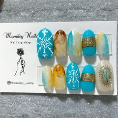 【NO.9】ネイルチップ サマー 夏 ボタニカル ハワイアンジュエリー