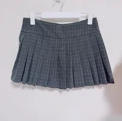 ZARA プリーツ スカート パンツ ミニスカート CHECK グレー