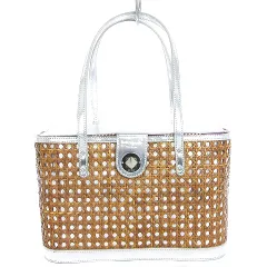 ケイトスペード KATE SPADE かごバッグ ハンド 茶 シルバーカラー ブラウン 鞄 ■SM1のサムネイル