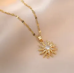201【新作】太陽フラワー✨回転する✨ネックレス czダイヤ サージカルステンレス