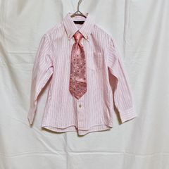 美品 未使用 hiromichi nakano BOYS ヒロミチナカノボーイズ 男の子 子供用 シャツ 120㎝  ピンク ストライプ ネクタイ かっこいい 卒園式 入園式