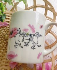 鳥獣戯画＊マグカップ(ピンクのポピー)１個