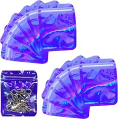 fogman ラッピング 袋 チャック付き袋 チャック袋 アクセサリ ジッパー付き袋 80枚セット 8.5x13cm( ブルー,  8.5x13cm)