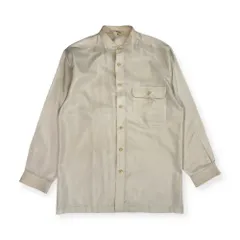 PIA SPORTS ピアスポーツ バンドカラー サテン風 長袖シャツ 3/アイボリー系 メンズ ビンテージ