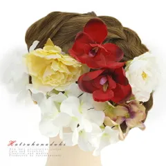 髪飾り 成人式 赤 振袖 袴 花 6点セット 白 黄色 薄ピンク プルメリア リゾート ヘアアクセ かんざし 卒業式 結婚式 和装 FTS No.9-3933