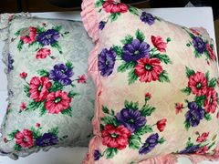 Kabira Bay様専用（カバーのみ）FEILER フェイラー　クッションカバー2コセット　40cm*40cm 水色・ピンク　ポピーズ