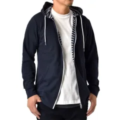 パーカー 《75ネイビー》 新品 未使用 メンズ 長袖 裏ボーダー ジップアップ マリンパーカー【H5H】【ゆうパケット】 ファッション