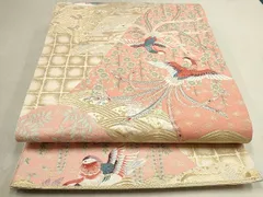 平和屋着物◎六通柄袋帯　唐織　重ね瀬間鳳凰花文　金糸　逸品　DAAH9446mz