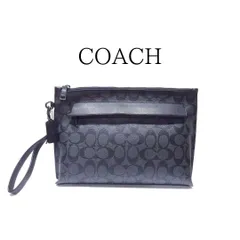 COACH コーチ キャリーオール ポーチ クラッチバッグ セカンドバッグ シグネチャー キャンバス レザー チャコール ブラック 29508