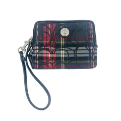 コーチ　 シグネチャー　タータンチェック 　 ポピー 　リストレットポーチ　ミニポーチ　カードケース　コインケース