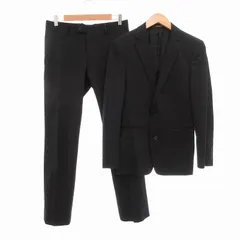 コムサメン COMME CA MEN セットアップ スーツ テーラードジャケット シングル パンツ 2B 背抜き 黒 ブラック 44 春夏 /UO ■GY39