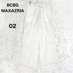 【麻混 】 BCBGMAXAZRIA ビーシービージーマックスアズリア 【02】 カジュアルパンツ ウエストリボン 白 ホワイト ゆったりのサムネイル