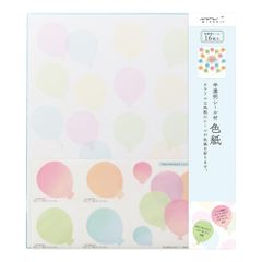 ミドリ 色紙 シール付 カラー色紙 半透明 風船柄 33211006 [本体サイズ:H272xW242mm/88g] [風船柄]のサムネイル