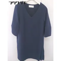 ◇ COLLAGE GALLARDAGALANTE Vネック 切替 七分袖 膝丈 ワンピース サイズF ネイビー レディース  【中古】 【1111170006385】のサムネイル
