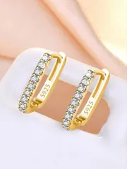 ジュエリー レディース イヤーアクセサリー 1ペア 925スターリングシルバー ジルコニアクリスタル縁取りフープピアス、ファッショナブルなジルコニア円形ピアス、女性用、結婚式/誕生日のギフト、日常着用、エレガントな