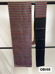 【帯】アンティーク帯　アンティーク　名古屋帯　しつけ糸あり　卷舒霞雲　正絹　一松模様　マルチカラー　刺繍　着物　和装　OBI 48