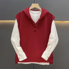 種類4：XL/A：黒ワンピースベスト 秋冬 コーデ メンズ  服 シンプル ファッション オシャレ 大人 かっこいい 大きいサイズ ストリート 紳士服 ハイエンド カジュアル スポーツ フード付き スウェットシャツ パーカー ベスト トップス 
