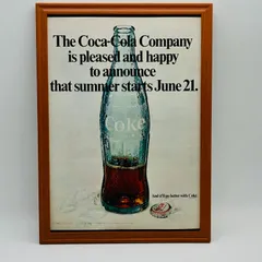 ビンテージ 広告　ポスター　『 コカコーラ (Coca-Cola) 』 1989's　額付　※当時物　オリジナル 輸入雑貨 ( AZ2389 )