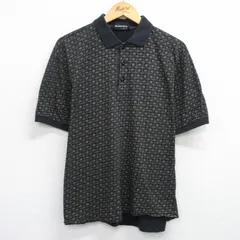 XL/古着 半袖 ポロ シャツ メンズ 90s 総柄 大きいサイズ コットン 黒他 ブラック 25jul07 中古 トップス