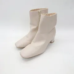 ■ Θ menue メヌエ レザー調 ショート ブーツ サイズLL ベージュ系 レディース E  【1412260027687】