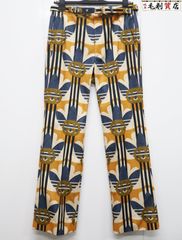 GUCCI グッチ アディダス adidas 691433 ZAJOP ベルト付き ロゴ総柄 ストライプデザイン ロングパンツ サイズ46 美品 パンツ
