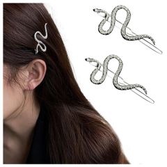 【数量限定】FASELE ヘアクリップ バレッタ 髪留め エレガント 大人 可愛い 優しい 髪飾り 欧米風 蛇形 キラキラ 女性 おしゃれ 日常 通勤通学 誕生日 発表会 結婚式 卒業式 入学式 パーティー 記念日 プレゼント 2点セット