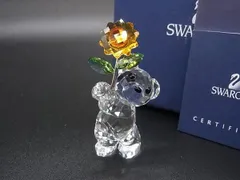 ■新品同様■ SWAROVSKI スワロフスキー クリスタル ベア くま ひまわり オブジェ 置物 インテリア クリア×イエロー系 AY3271のサムネイル