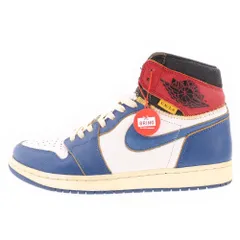 NIKE (ナイキ) ×UNION AIR JORDAN 1 RETRO HI NRG ユニオン エアジョーダン1 レトロ ハイカットスニーカー ホワイト/ブルー/レッド US9.5/27.5cm BV1300-146
