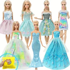 7点セット 着せ替え人形 交換衣装 1/6スケール ドレス 女性 レディース ワンピース バービー人形サイズ コスチューム 人形 ドール フィギュア t4956