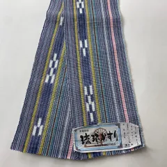 飛騨刺し子麻の葉手刺繍半幅帯竺仙浴衣渦巻トンボ玉作家帯締め