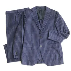 【ドンドン見直し】良品◆TAGLIATORE タリアトーレ SUPER130'ｓ生地使用 ストライプ柄 シングルスーツ 紺 44 イタリア製 正規品 メンズのサムネイル