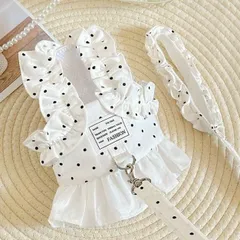 即納【Sサイズ】【Mサイズ】春物 新作 チワワ トイプードル 小型犬 ペット用品 ドット柄フリルハーネス ソフトハーネス ファッションハーネス アクセサリー 犬用 犬猫兼用 着脱簡単 犬アイテム ペットアクセサリー おしゃれ プレゼント