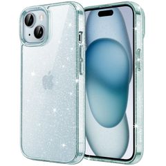 JEDirect iPhone 15 (6.1インチ専用) きらきら ケース ブリンブリン 衝撃吸収 バンパーカバー かわいい キラキラ 女性用 (ブルー)