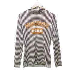 パーリーゲイツ PEARLY GATES 美品 タートルネック  ボーダー Tシャツ カットソー ロゴ 茶 ブラウン 4 168-176cm