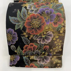 袋帯 六通袋帯 宝祥碧玉華文名品 落款 じゅらく 着物 草花 美品